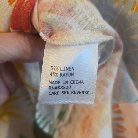 C&C‎ CALIFORNIA Summer Tropical Linen Blend Dolman Sleeve Boxy Crop Top Size Med - Picture 5 of 5